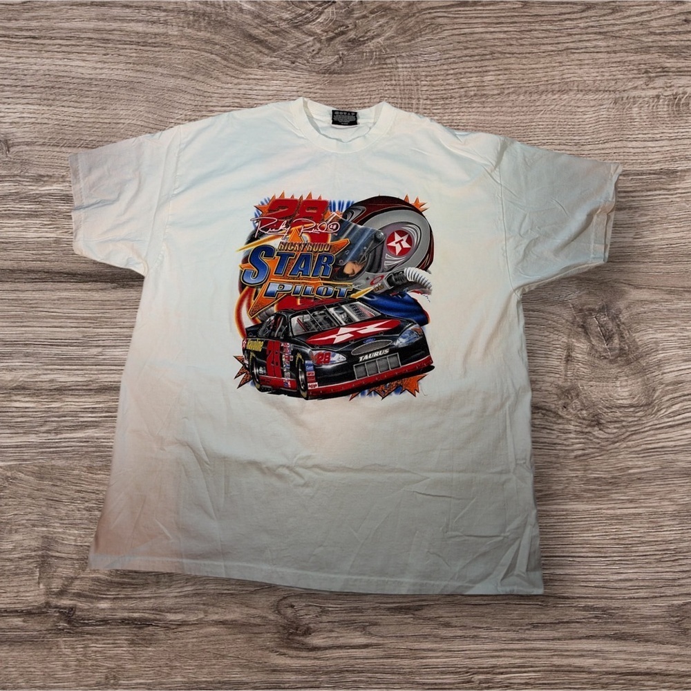 Vintage 90s Ricky Rudd Men’s T-Shirt Racing Team Texaco NASCAR T Shirt XL White